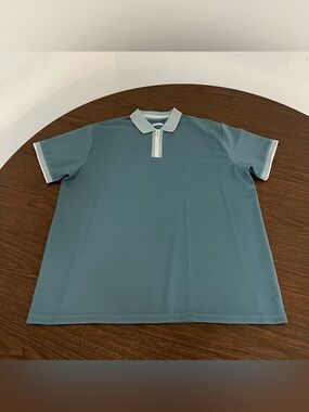 Bruno Milano Mens 3XL Zip Polo Shirt Slate Blue Textured